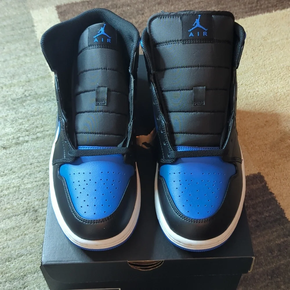 Jordan 1 Mid Black Royal Blue Size 11 - Picture 2 of 6